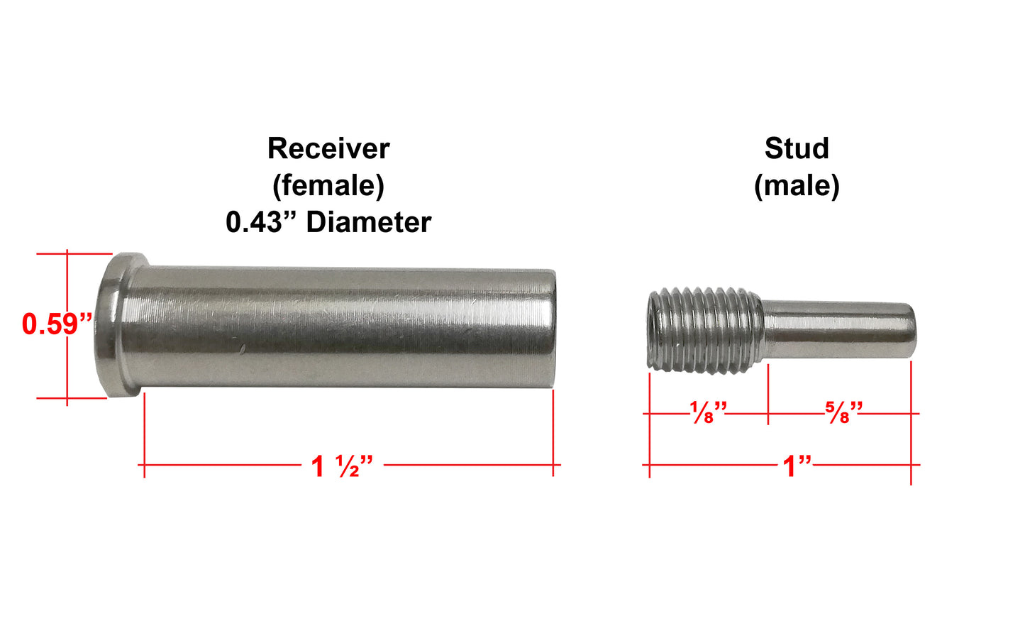 Mini Invisible Stud & Receiver Streamline Grade T316 (C1120-BRS)