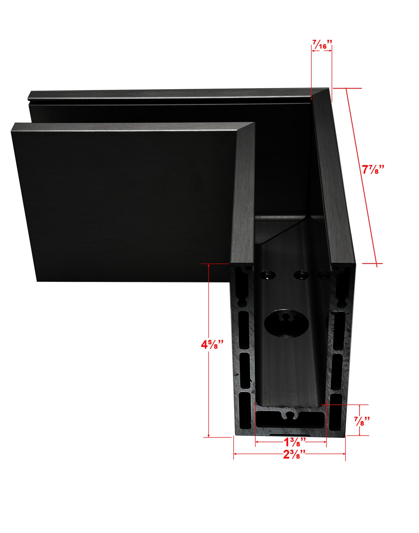 Corner for Anodized Aluminum Glass Channel Black Finish (G1006-COR-BLK)