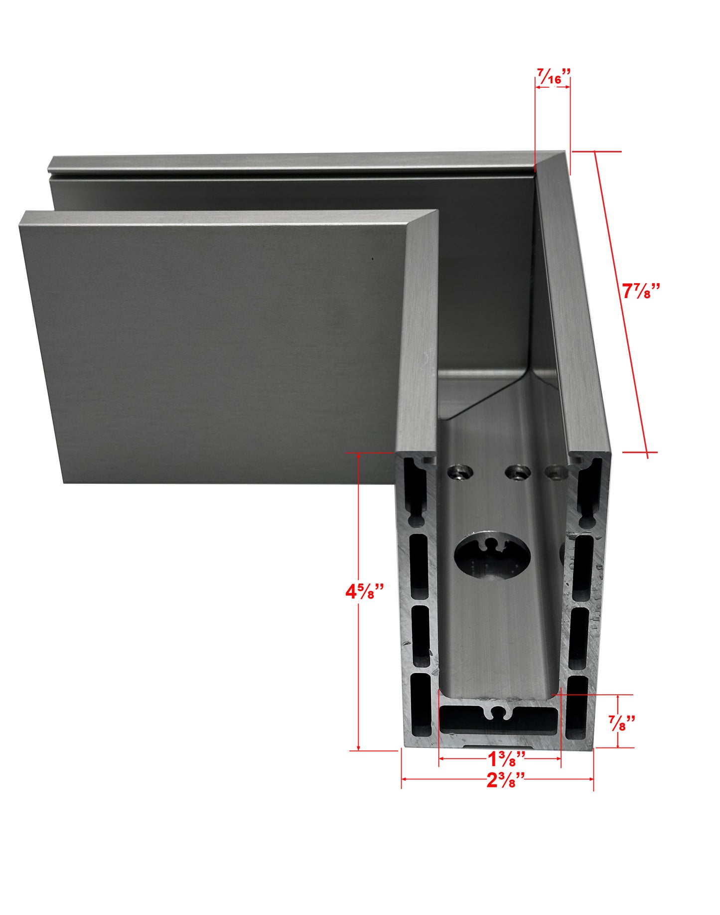 Corner for Anodized Aluminum Glass Channel Brush Finish (G1006-COR-BRS)