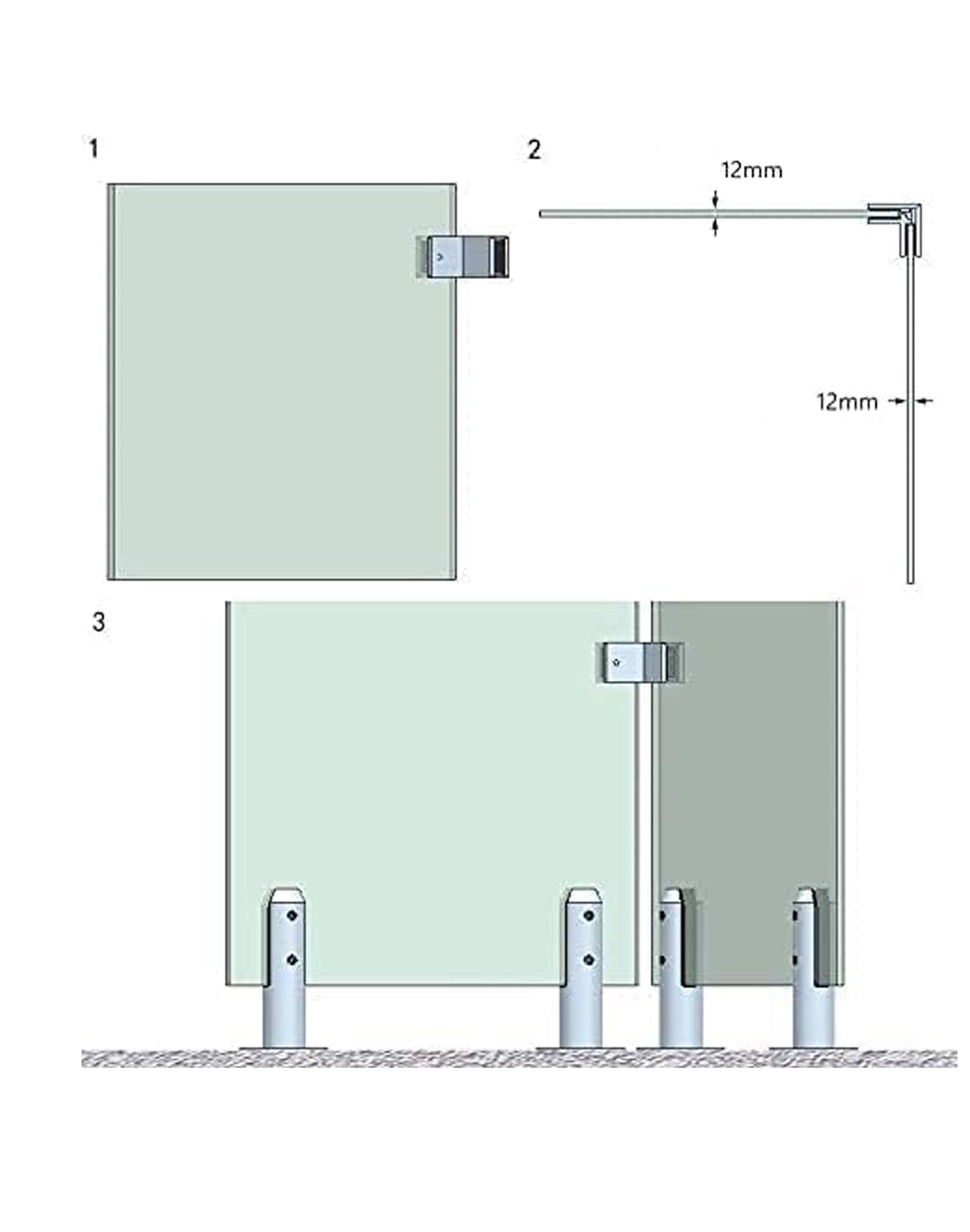 90 Degree 1/2" Glass to Glass Stainless Steel Clamp for Railing  (G1240)